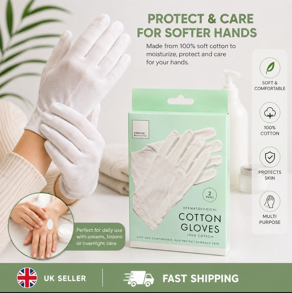 Cotton Moisturizing Gloves – Soft Overnight Hand Care Gloves (2 Pairs)