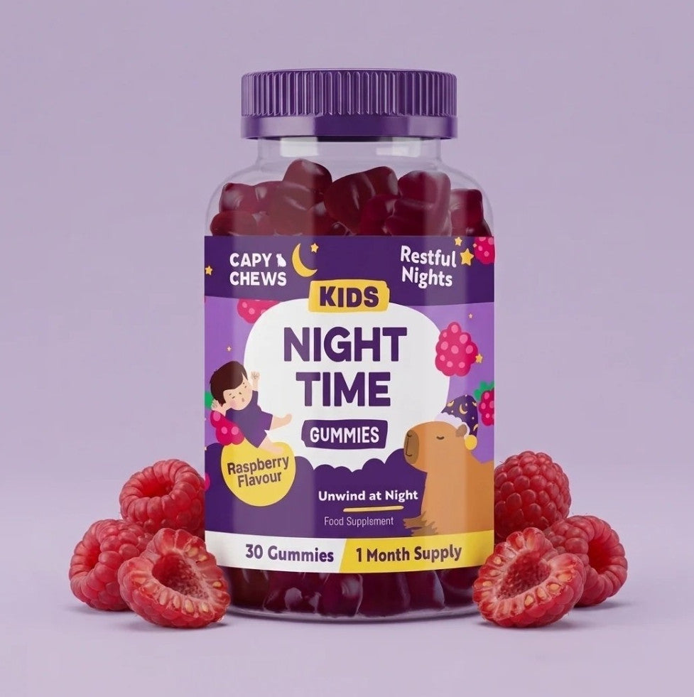 Capy Chews Kids Night Time Sleep Support Gummies Raspberry Flavour 30