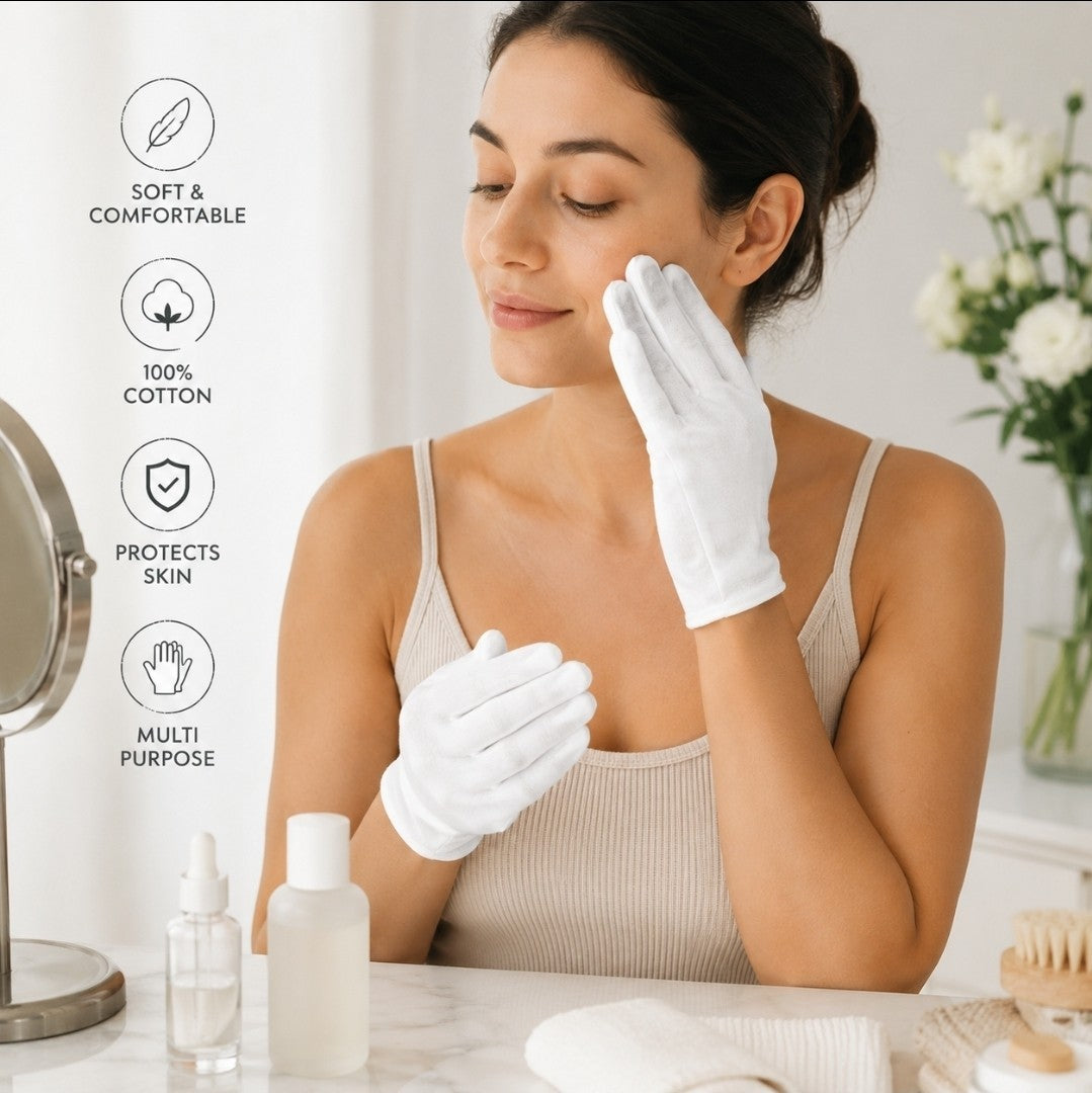 Cotton Moisturizing Gloves – Soft Overnight Hand Care Gloves (2 Pairs)